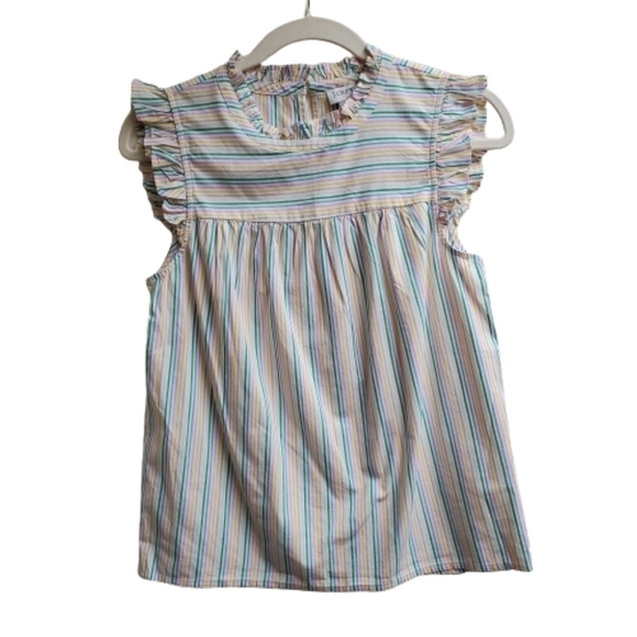 J. Crew Re-imagined Ruffle neck/sleeve Top 2 - Picture 1 of 5
